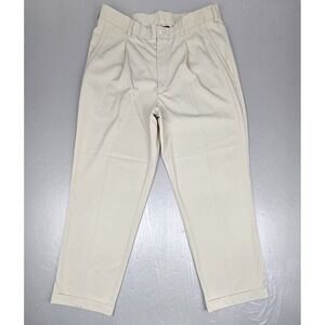 Nike Golf Pants Mens 34x30 Beige Y2K Pleated Performance Golf Cuffed 198586-244